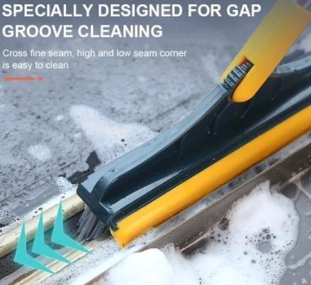 2-in-1 Floor Scrubber Brush with Wiper – Long Handle, 120° Rotate