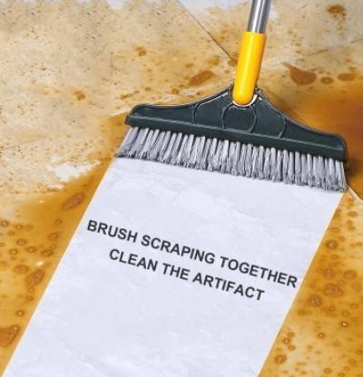 2-in-1 Floor Scrubber Brush with Wiper – Long Handle, 120° Rotate