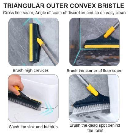 2-in-1 Floor Scrubber Brush with Wiper – Long Handle, 120° Rotate