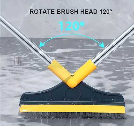 2-in-1 Floor Scrubber Brush with Wiper – Long Handle, 120° Rotate