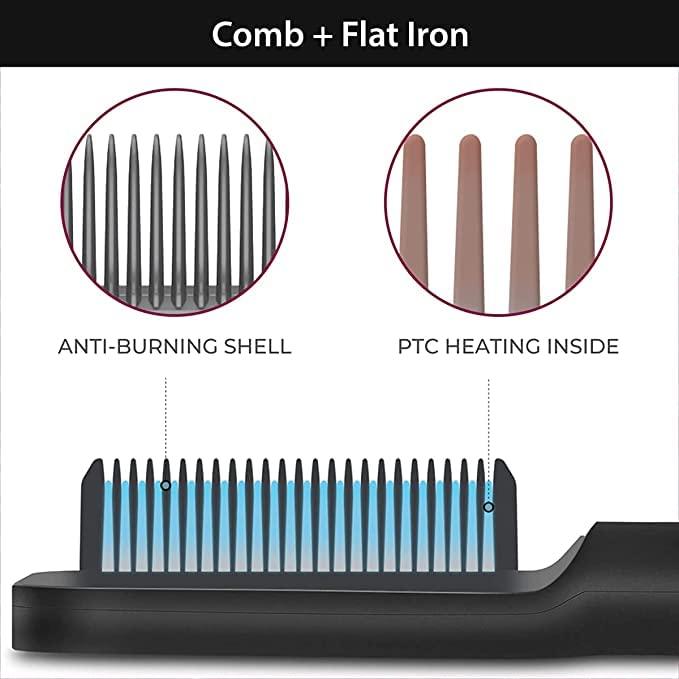 2000W Hair Straightening Comb Brush – Fast Heat, Dual Voltage