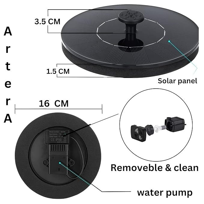 Solar Bird Bath Fountain with 6 Nozzles – Eco-Friendly Garden Pump