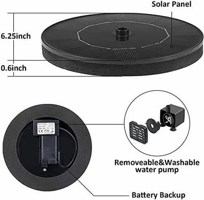 Solar Bird Bath Fountain with 6 Nozzles – Eco-Friendly Garden Pump