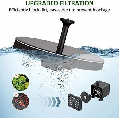 Solar Bird Bath Fountain with 6 Nozzles – Eco-Friendly Garden Pump