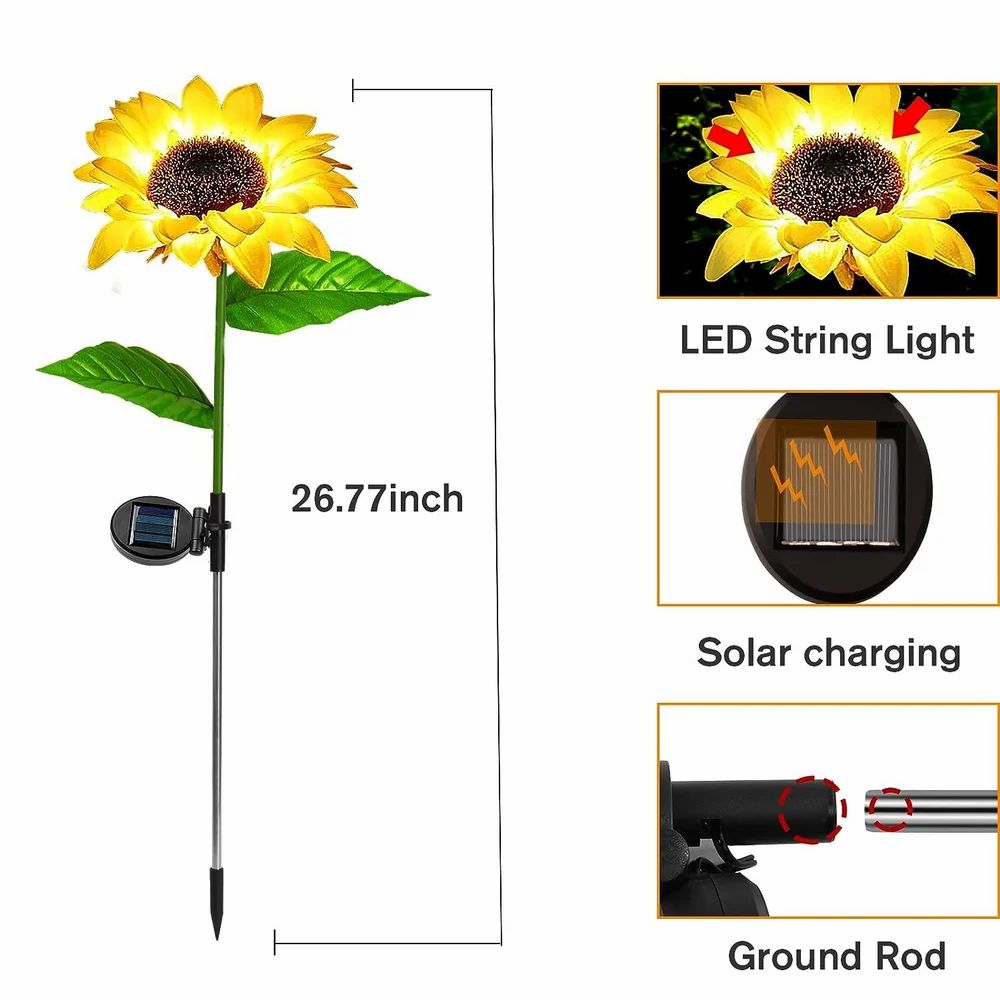 Waterproof Solar Sunflower Lights - Decorative Outdoor Lighting for Garden & Lawn